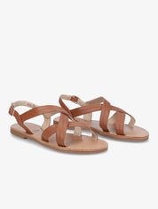 Nu-pieds croisés en simili - Camel - 1