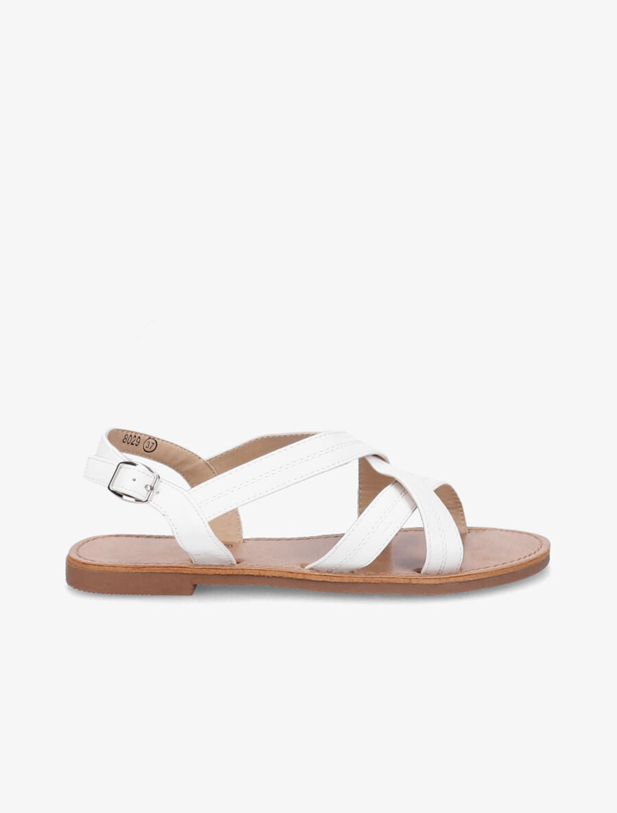 Nu-pieds croisés en simili - Blanc - 2