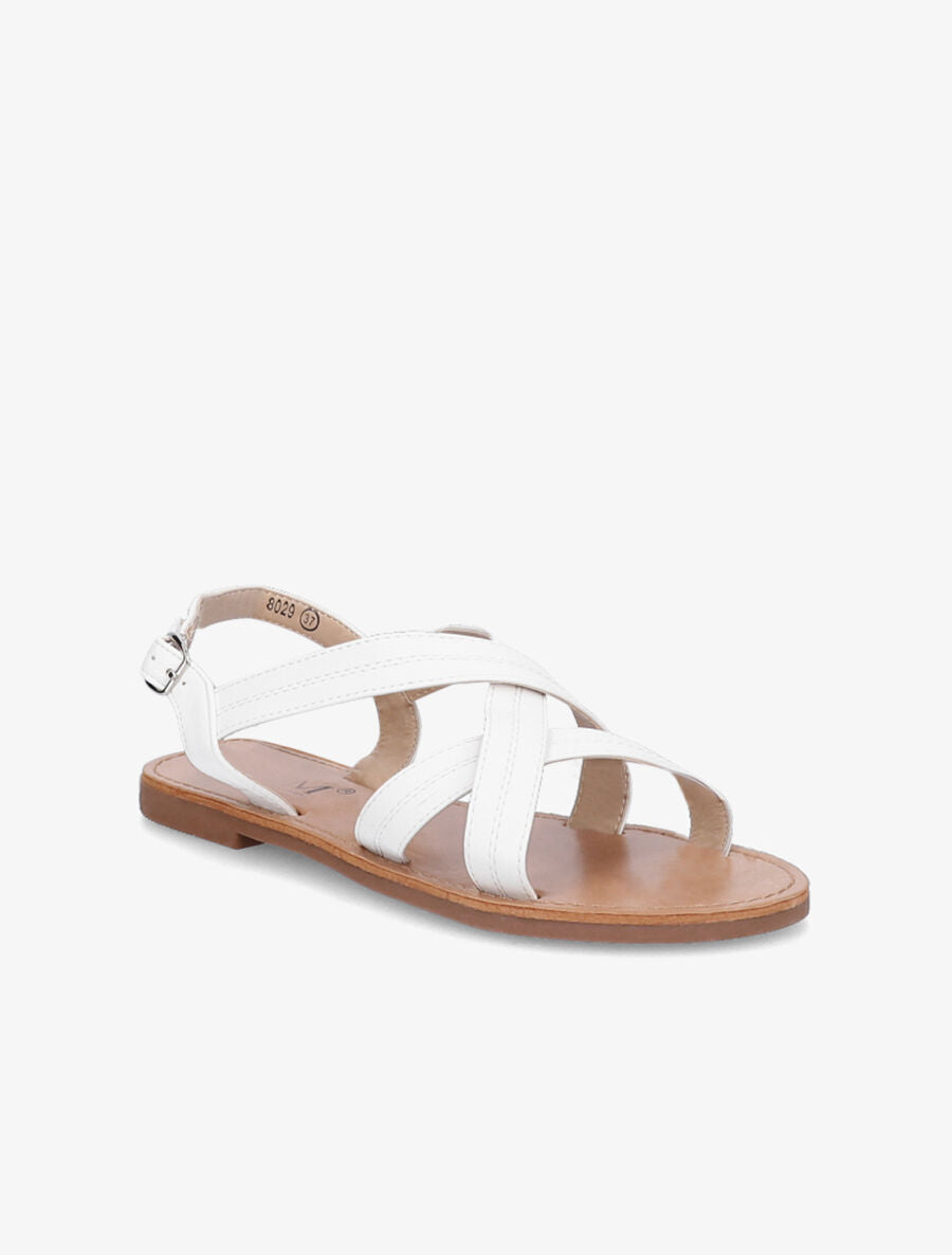 Nu-pieds croisés en simili - Blanc - 3