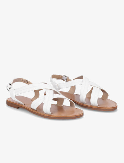Nu-pieds croisés en simili - Blanc - 5