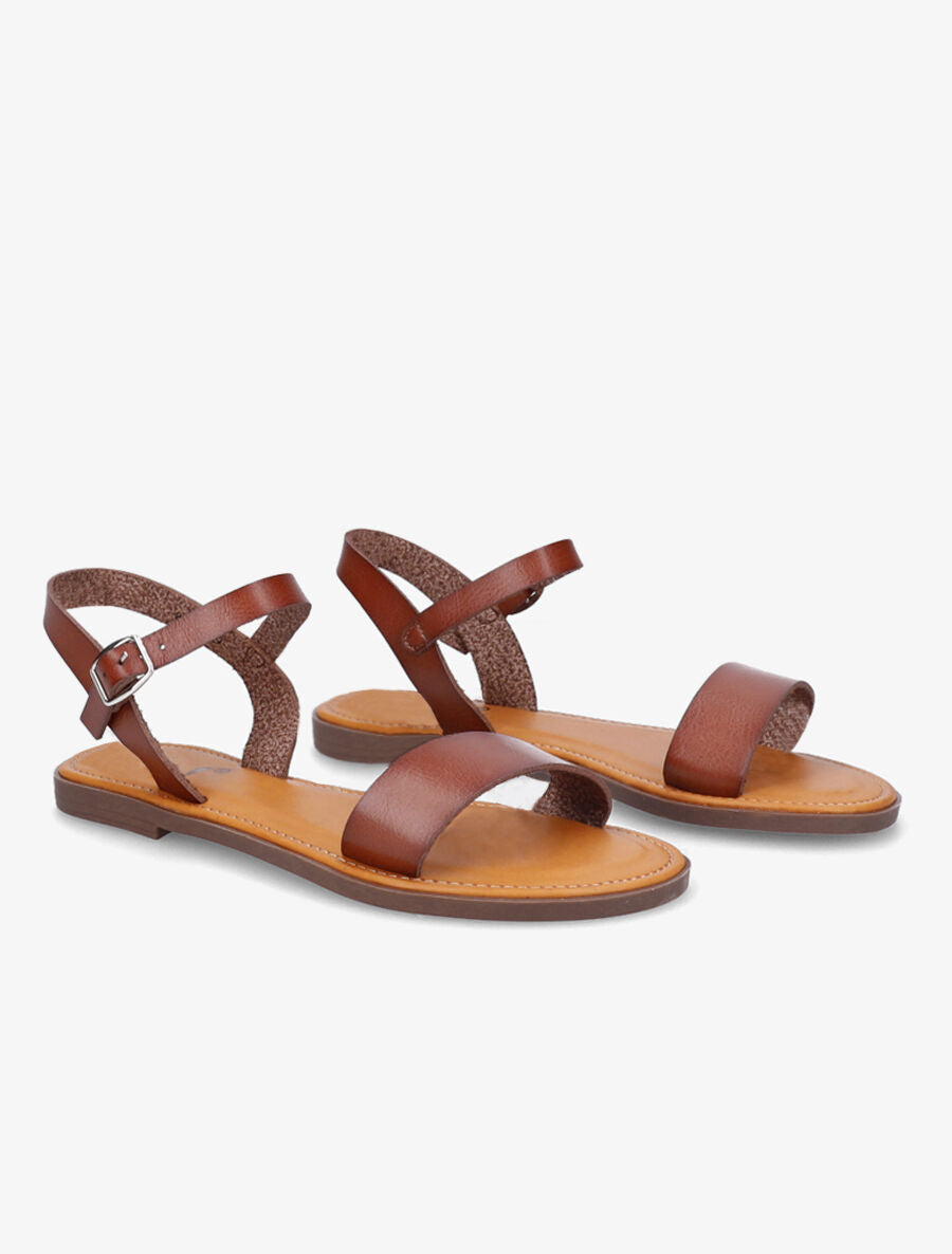 Nu-pieds basiques en simili - Camel - 4