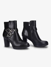 Bottines montantes à contrefort bi-matière et sangles - Noir - 1