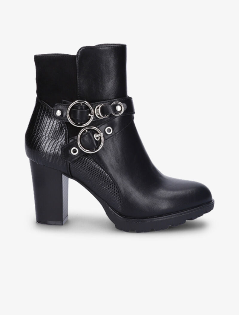 Bottines montantes à contrefort bi-matière et sangles - Noir - 2