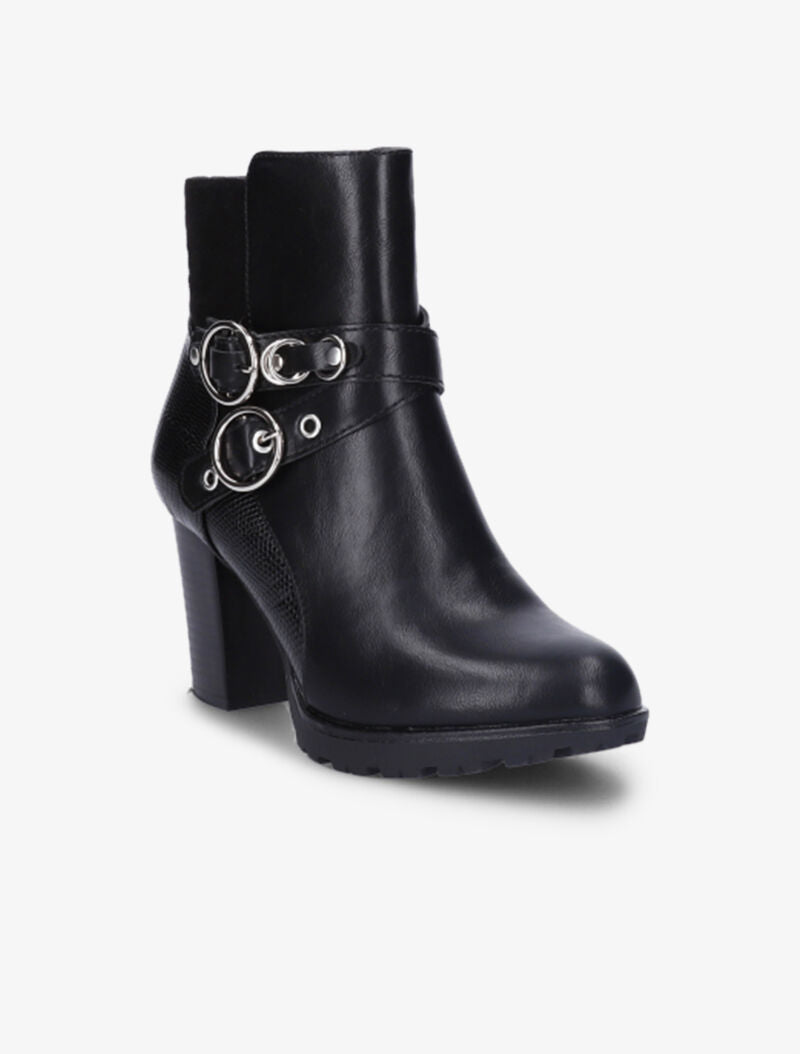 Bottines montantes à contrefort bi-matière et sangles - Noir - 3