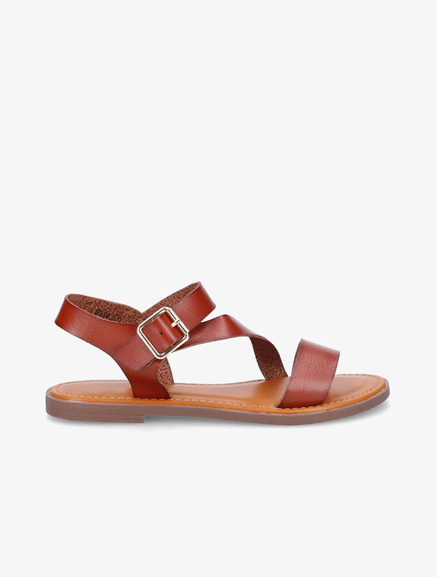 Nu-pieds à bride en biais - Camel - 2