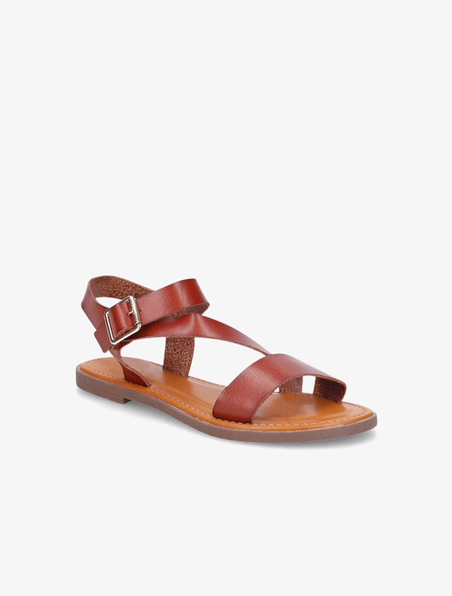 Nu-pieds à bride en biais - Camel - 3