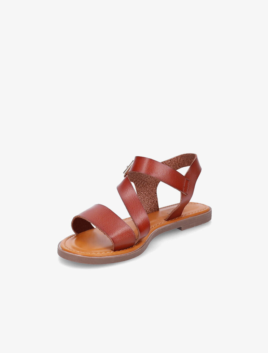 Nu-pieds à bride en biais - Camel - 4