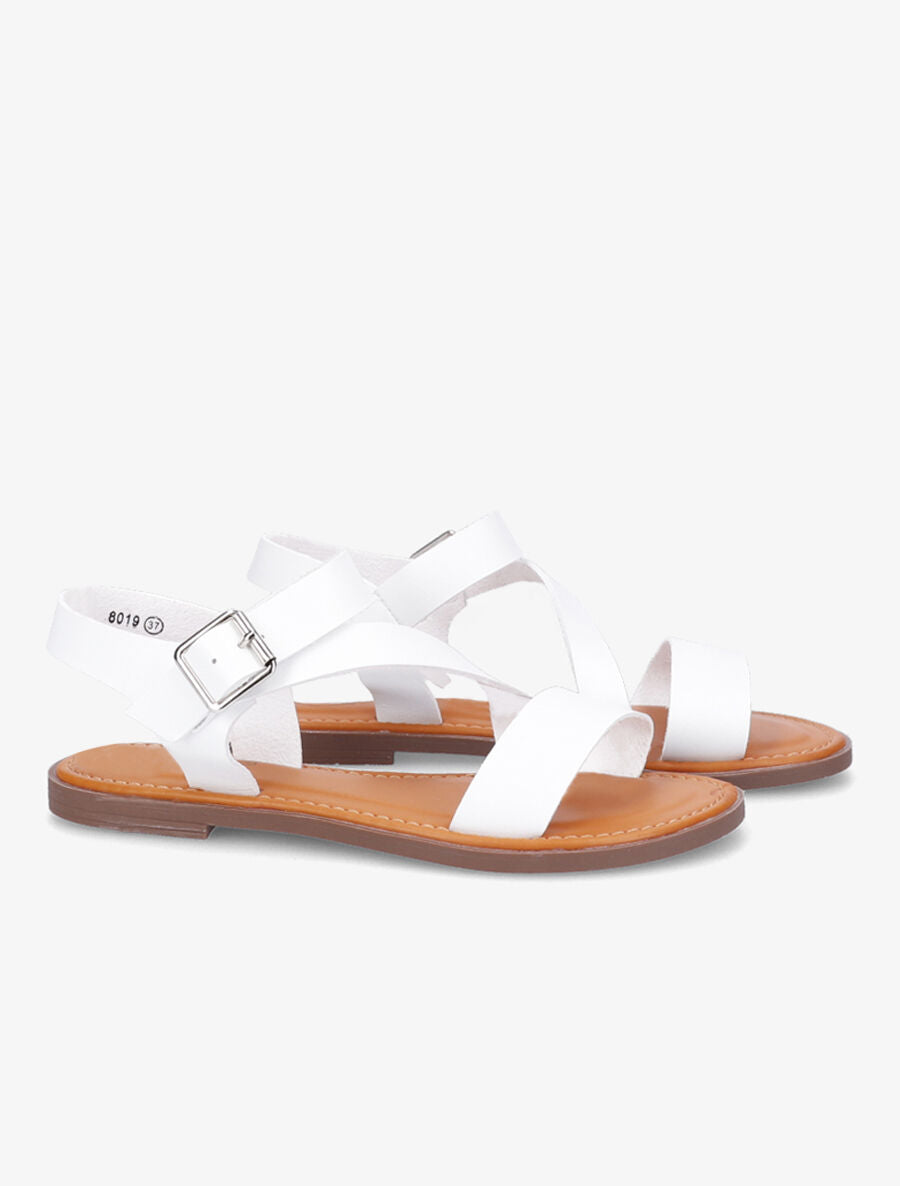 Nu-pieds à bride en biais - Blanc - 5
