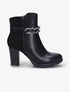 Bottines fourrées bi-matière à sangle à détail chaîne - Noir - 1