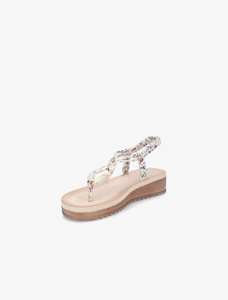 Nu-pieds imprimés à empiècement perle effet ivoire - Blanc - 3
