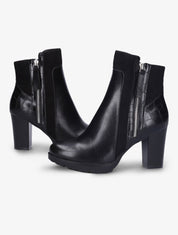 Bottines montantes à contrefort effet croco - Noir - 1