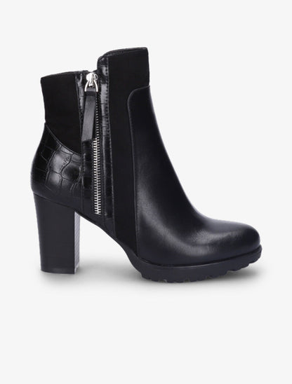 Bottines montantes à contrefort effet croco - Noir - 2
