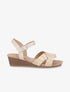 Sandales compensées effet croco - Beige - 5