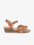 Sandales compensées effet croco - Camel - 5