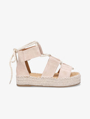 Compensées à lacets et semelle raphia - Beige - 1