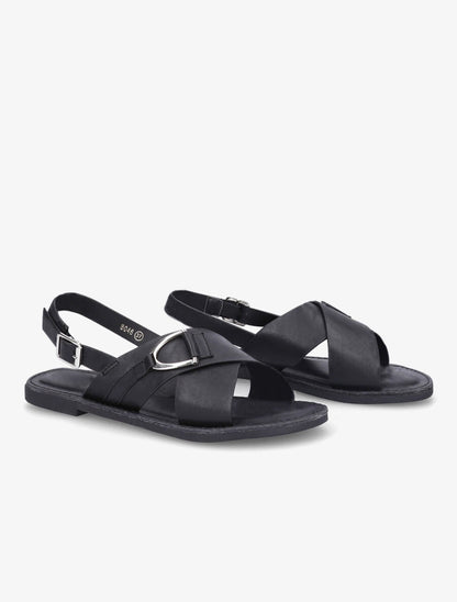 Nu-pieds croisés en simili - Noir - 4
