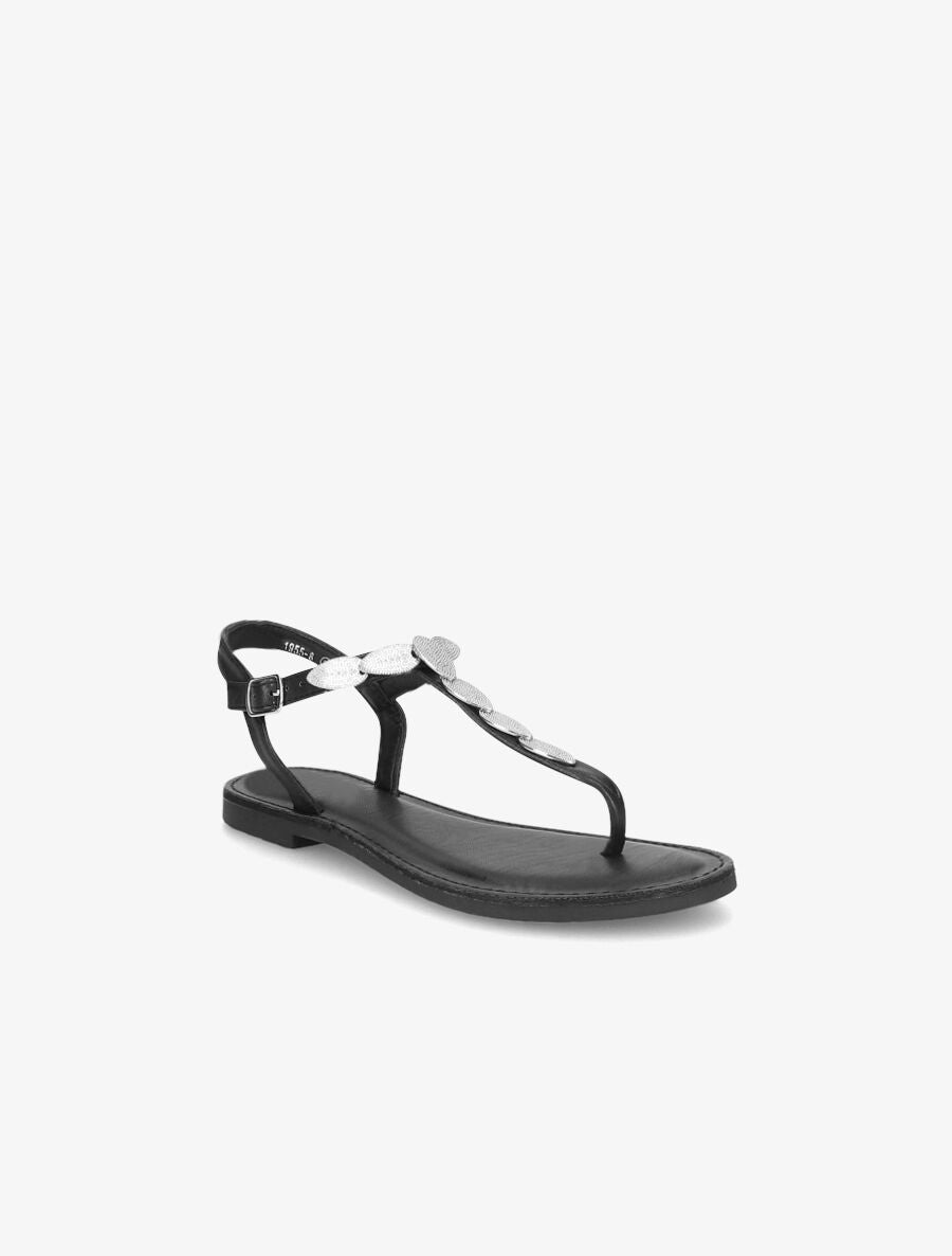 Nu-pieds à empiècements feuilles métalliques - Noir - 2