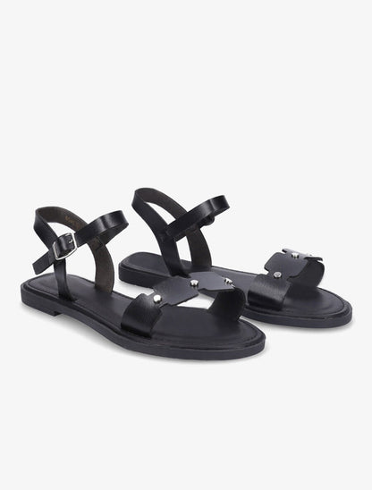 Nu-pieds dentelés à clous - Noir - 4