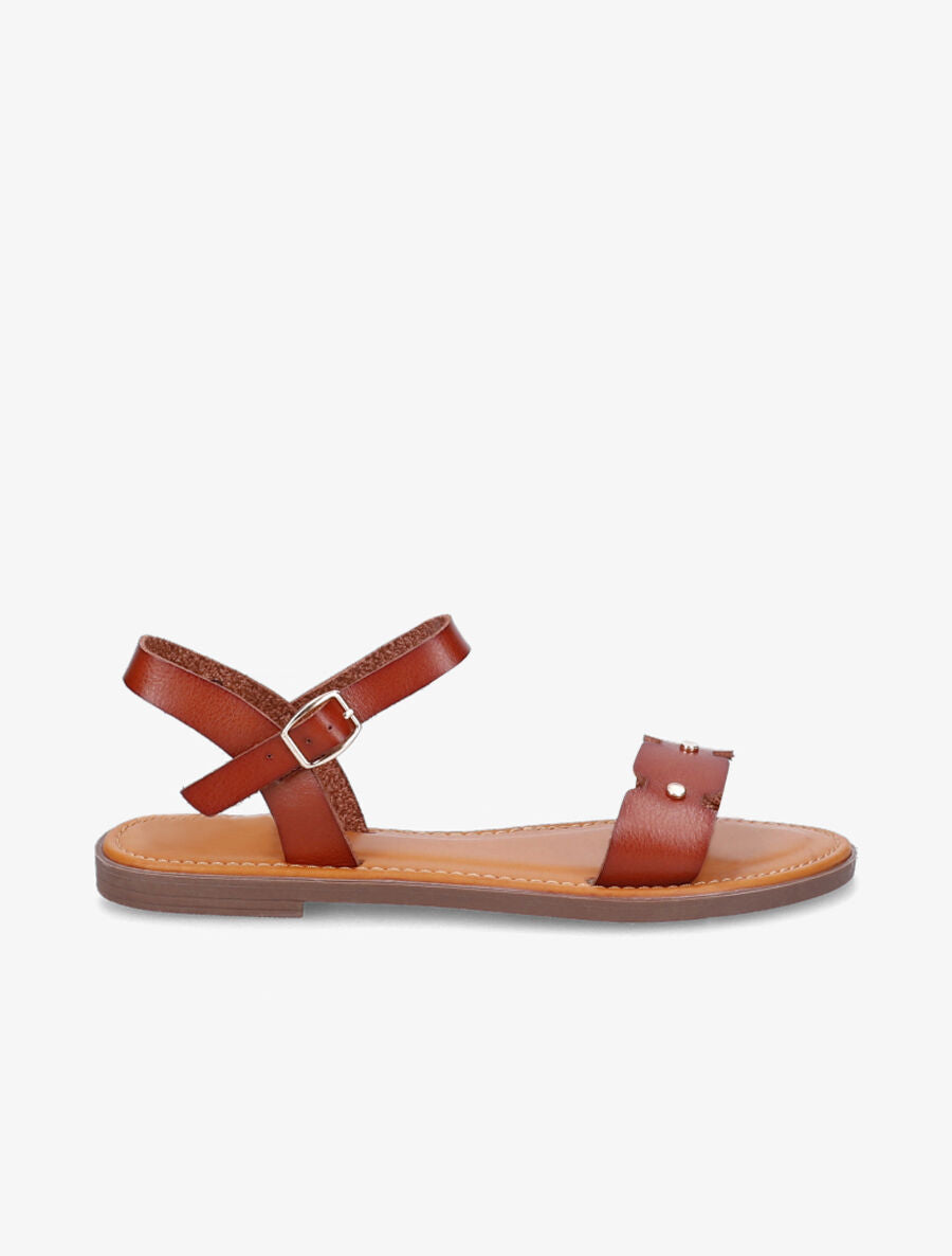 Nu-pieds dentelés à clous - Camel - 1