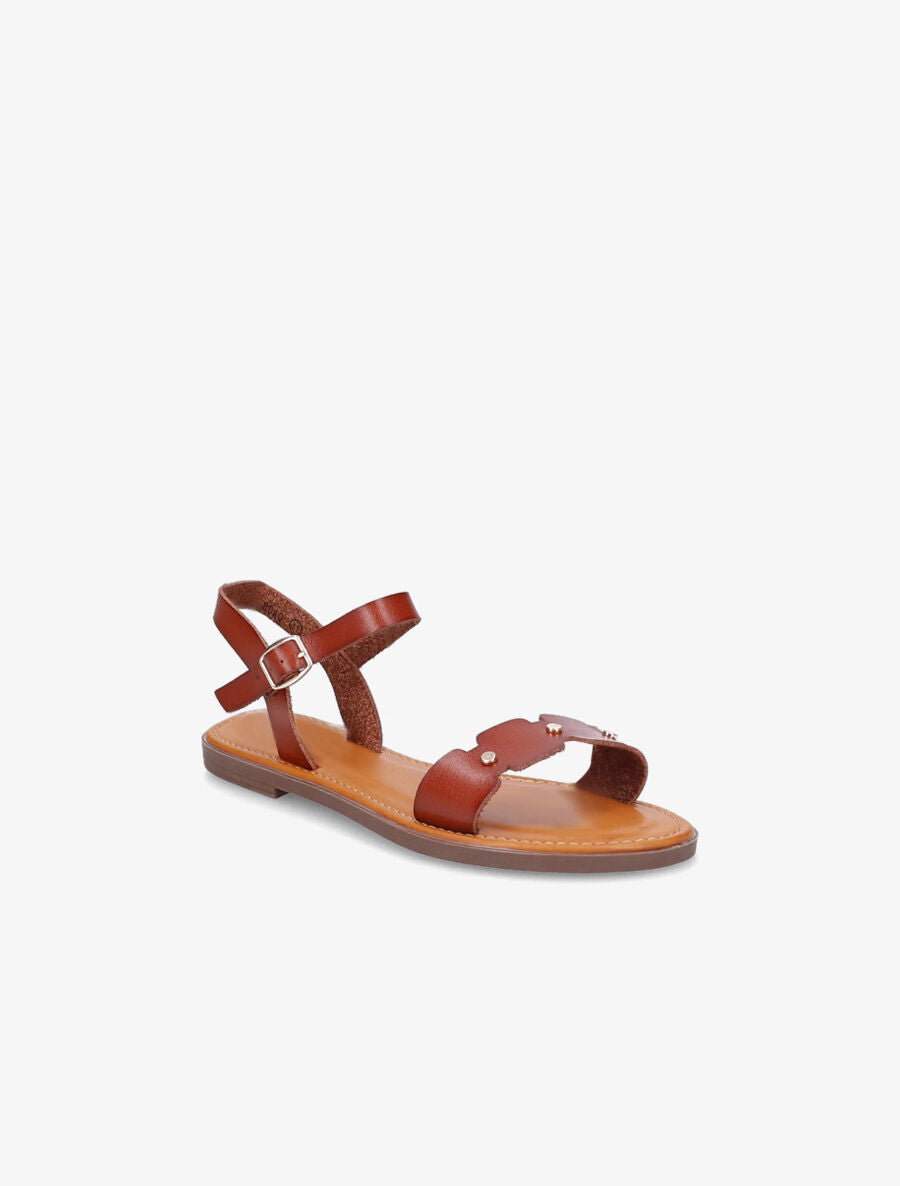 Nu-pieds dentelés à clous - Camel - 2