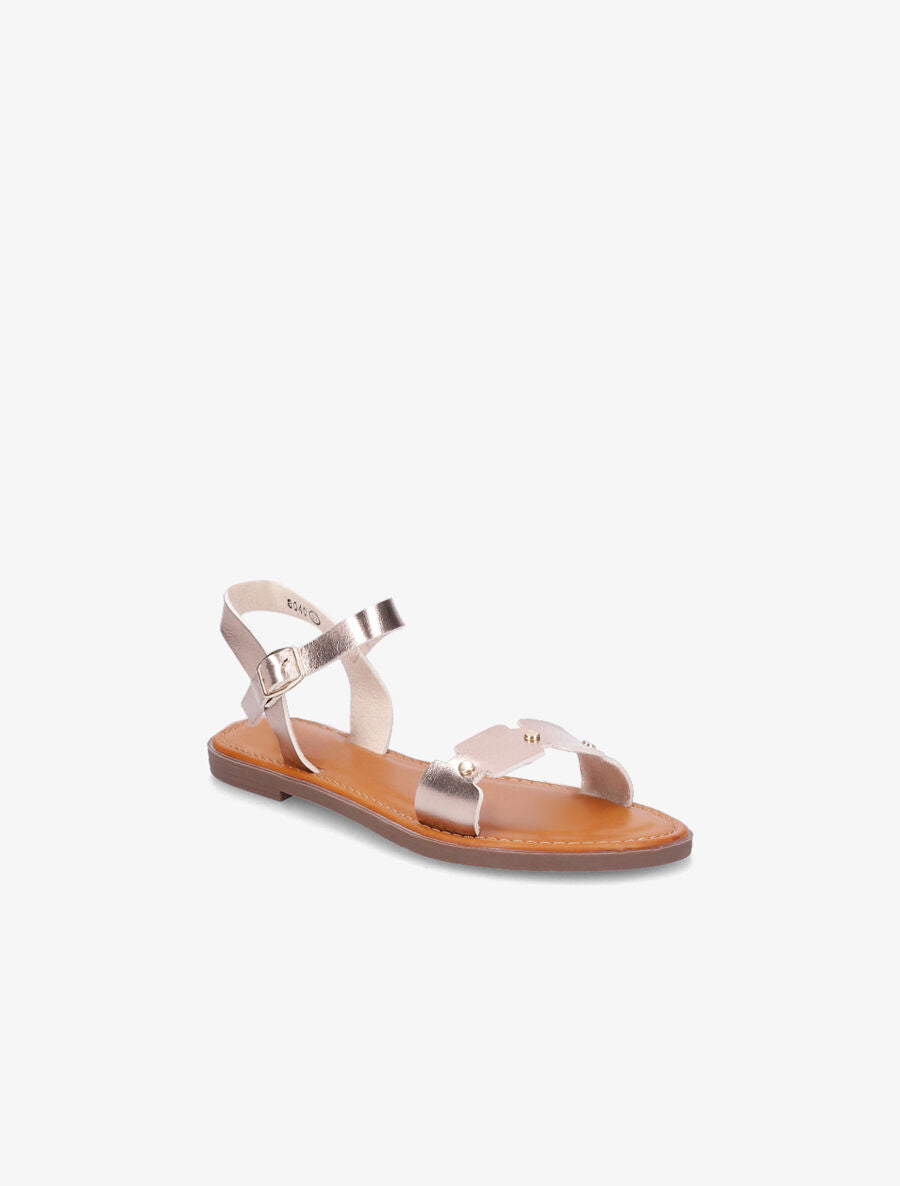 Nu-pieds dentelés à clous - Rose gold - 2