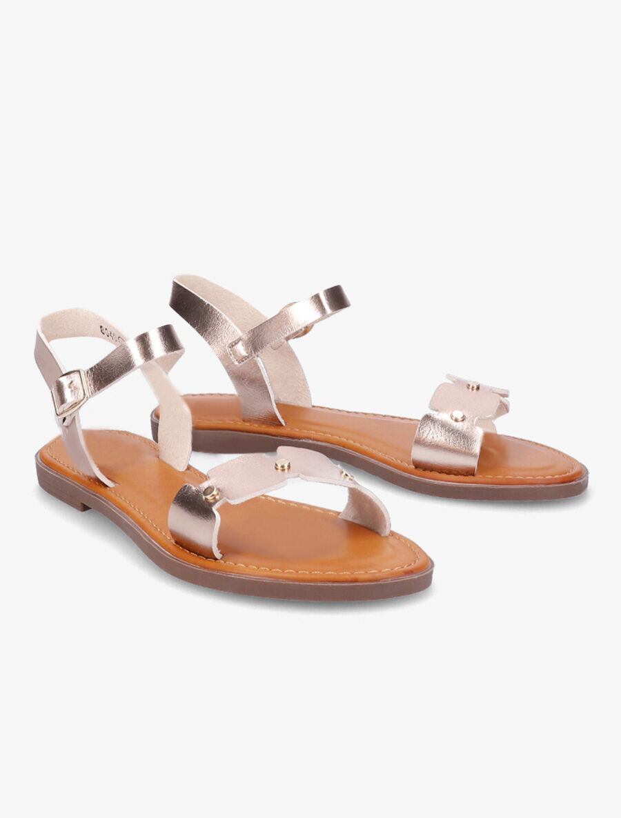 Nu-pieds dentelés à clous - Rose gold - 4