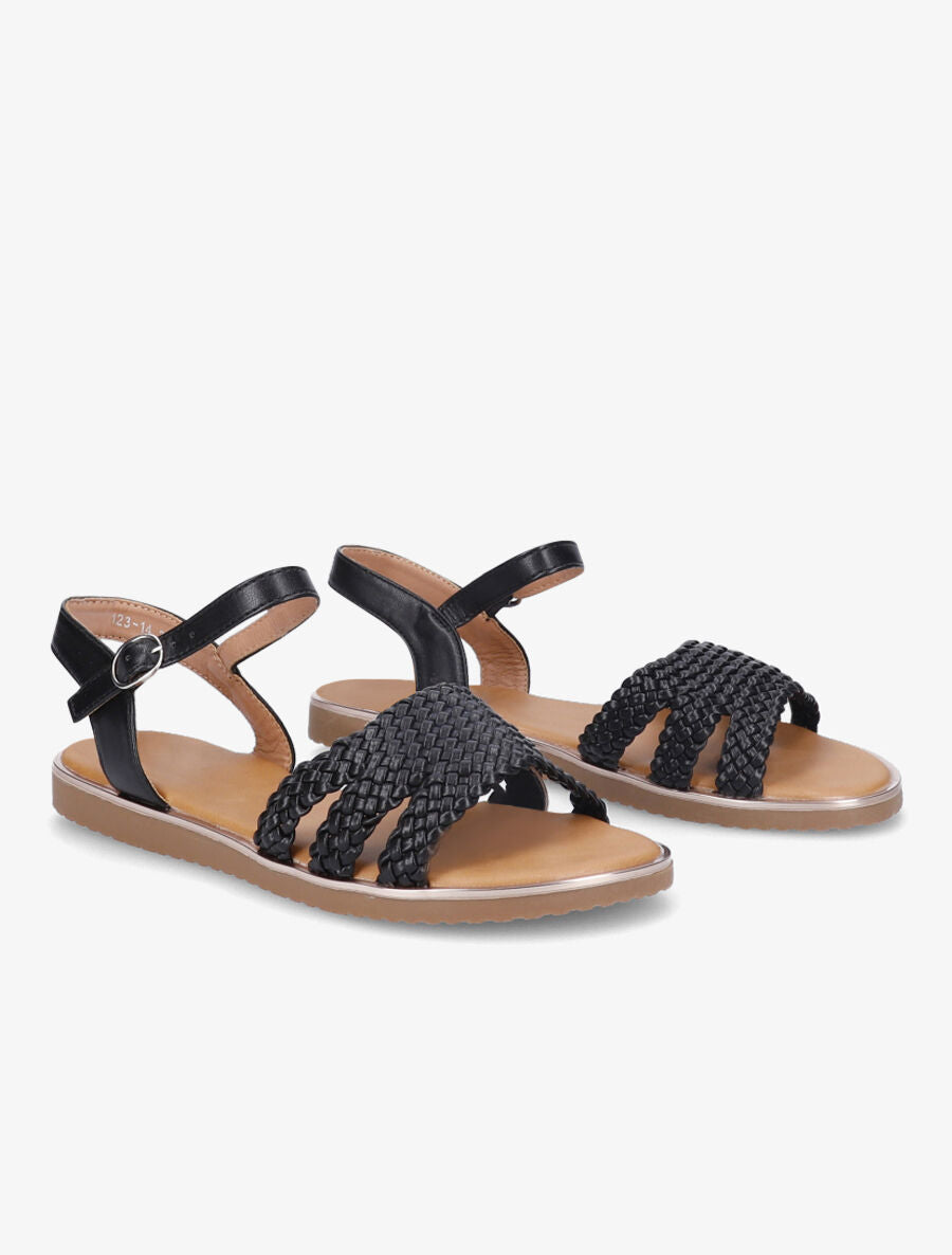 Nu-pieds en simili tressé - Noir - 4
