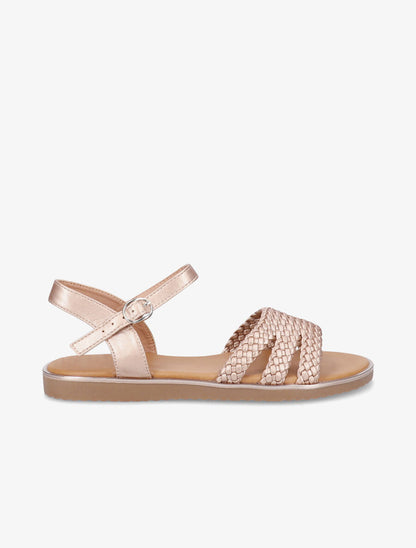 Nu-pieds en simili tressé - Rose gold - 1