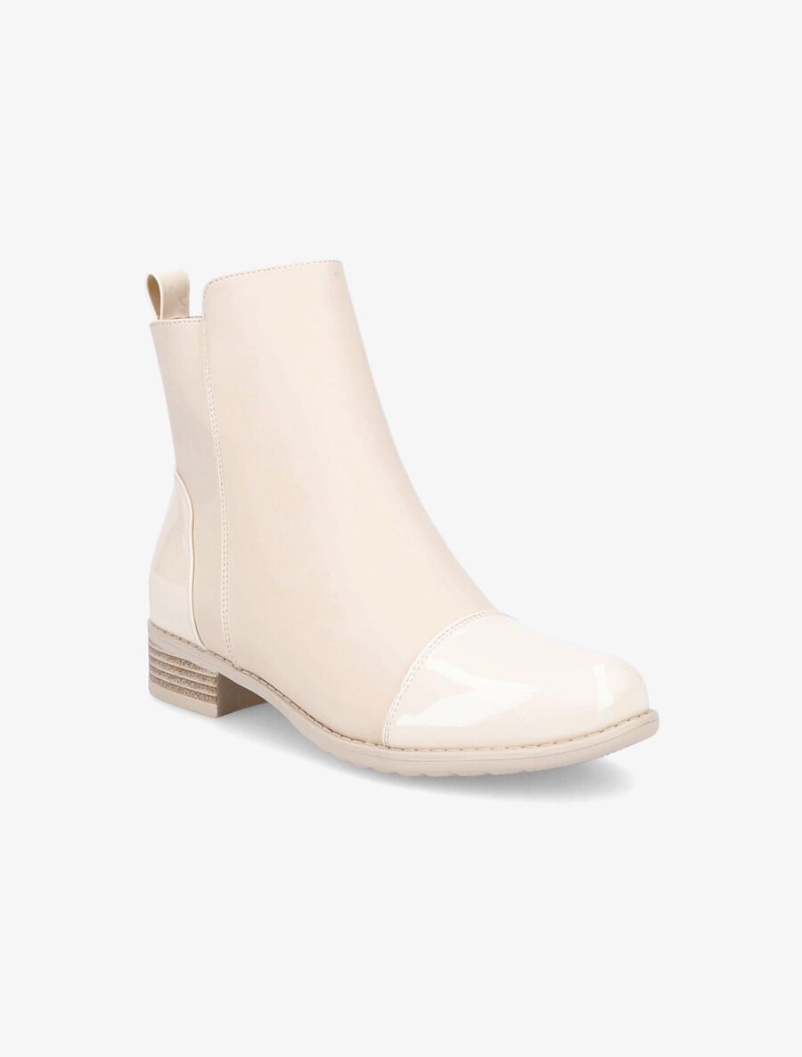 Bottines à bout vernis - Beige - 2