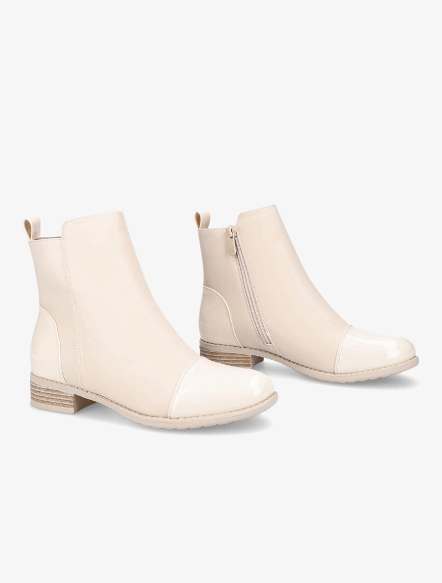Bottines à bout vernis - Beige - 4
