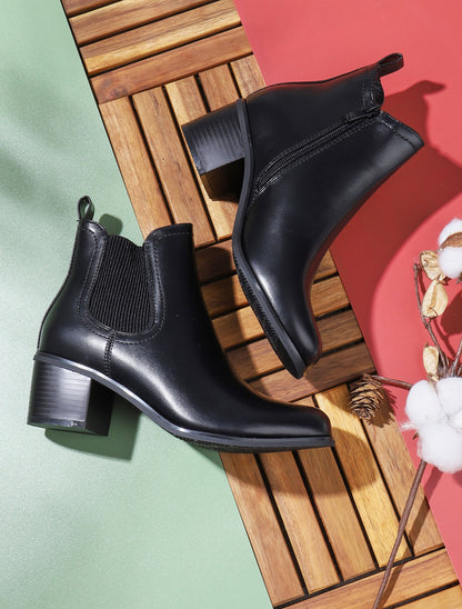 Bottines en simili et côté élastiqué - Noir - 5