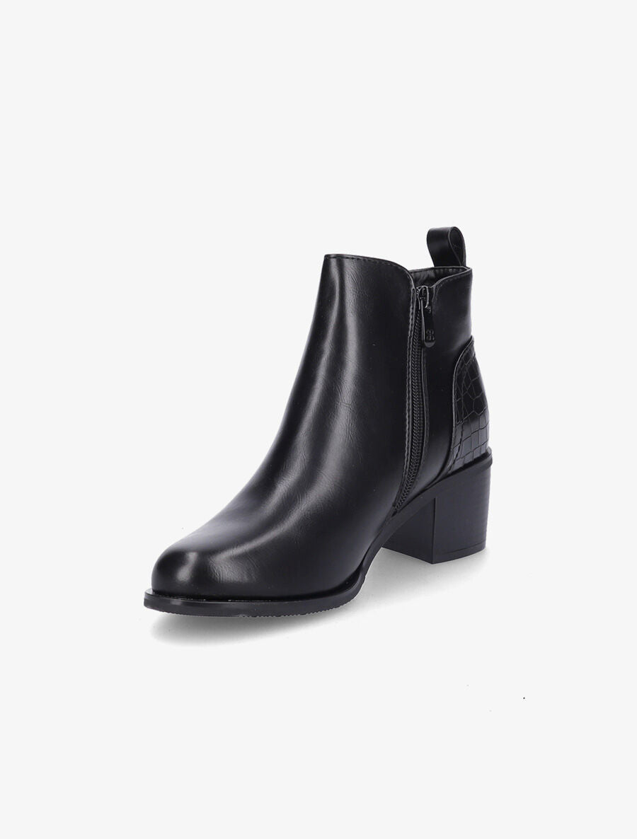 Bottines à contrefort effet croco - Noir - 3