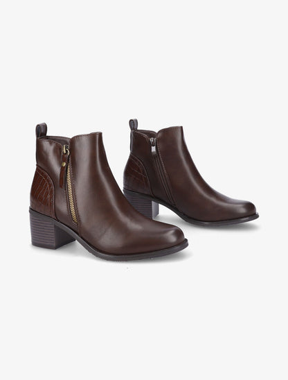 Bottines à contrefort effet croco - Marron - 4