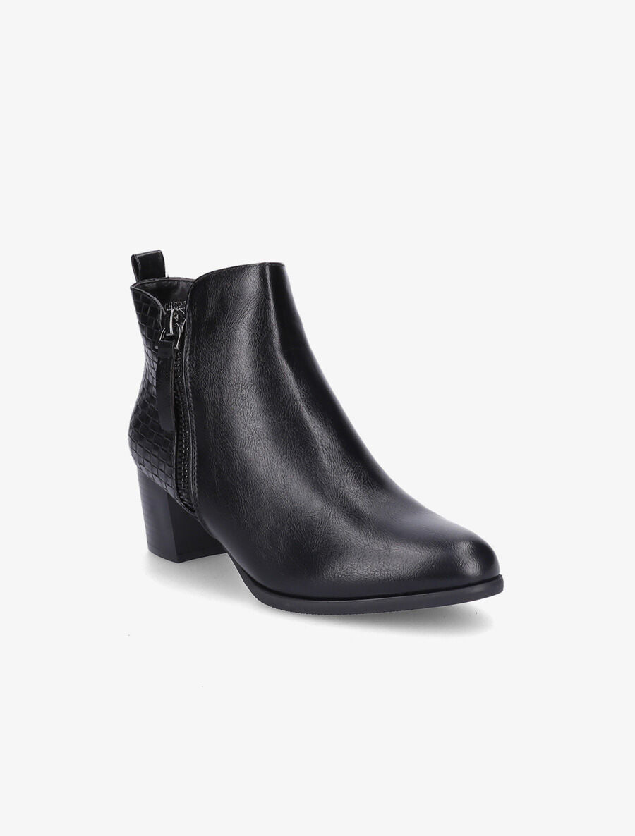 Bottines à contrefort effet osier et double zips - Noir - 2