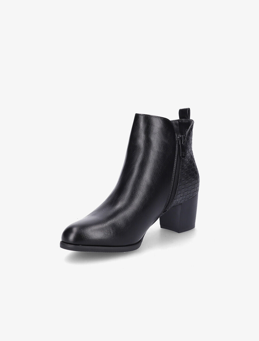 Bottines à contrefort effet osier et double zips - Noir - 3