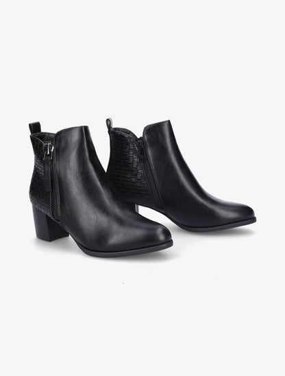 Bottines à contrefort effet osier et double zips - Noir - 4