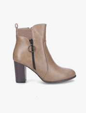 Bottines en simili à zip décoratif - Beige - 5