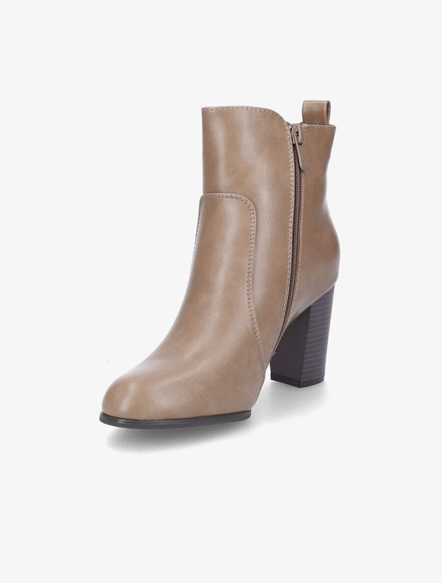 Bottines en simili à zip décoratif - Beige - 3