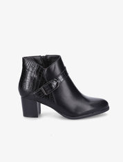 Bottines à contrefort effet python et sangles - Noir - 1