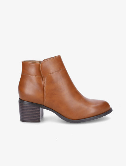 Bottines à talon et zip - Camel - 5