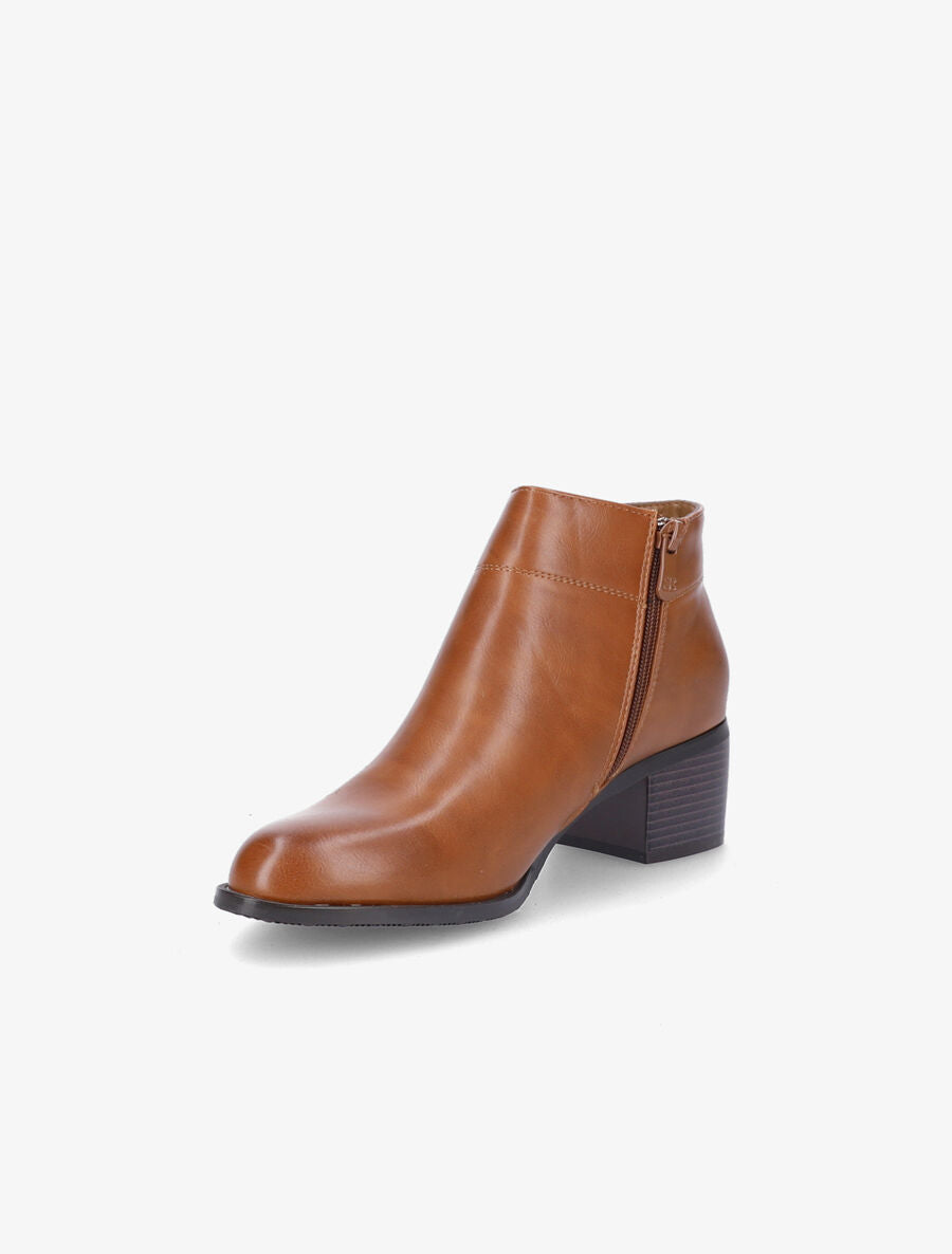 Bottines à talon et zip - Camel - 3