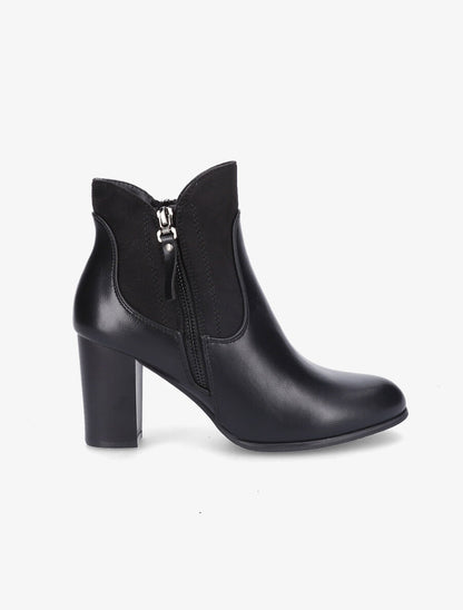 Bottines à talon en simili et suédine - Noir - 1