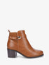 Bottines en simili à contrefort stylisé et côté élastiqué - Camel - 1