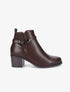 Bottines en simili à contrefort stylisé et côté élastiqué - Marron - 1