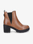 Bottines en simili à semelle crantée - Camel - 1
