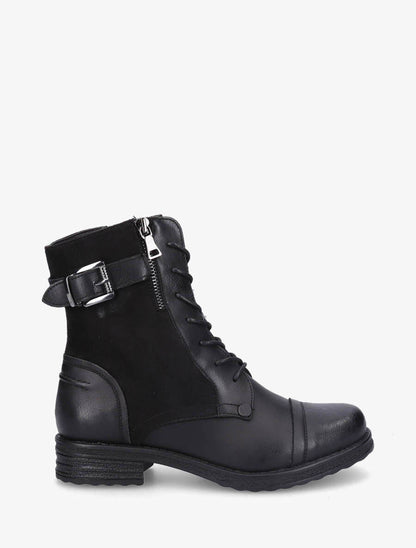 Bottines montantes bi-matière à sangle - Noir - 1