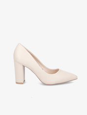 Escarpins pointus à talon carré - Beige - 1