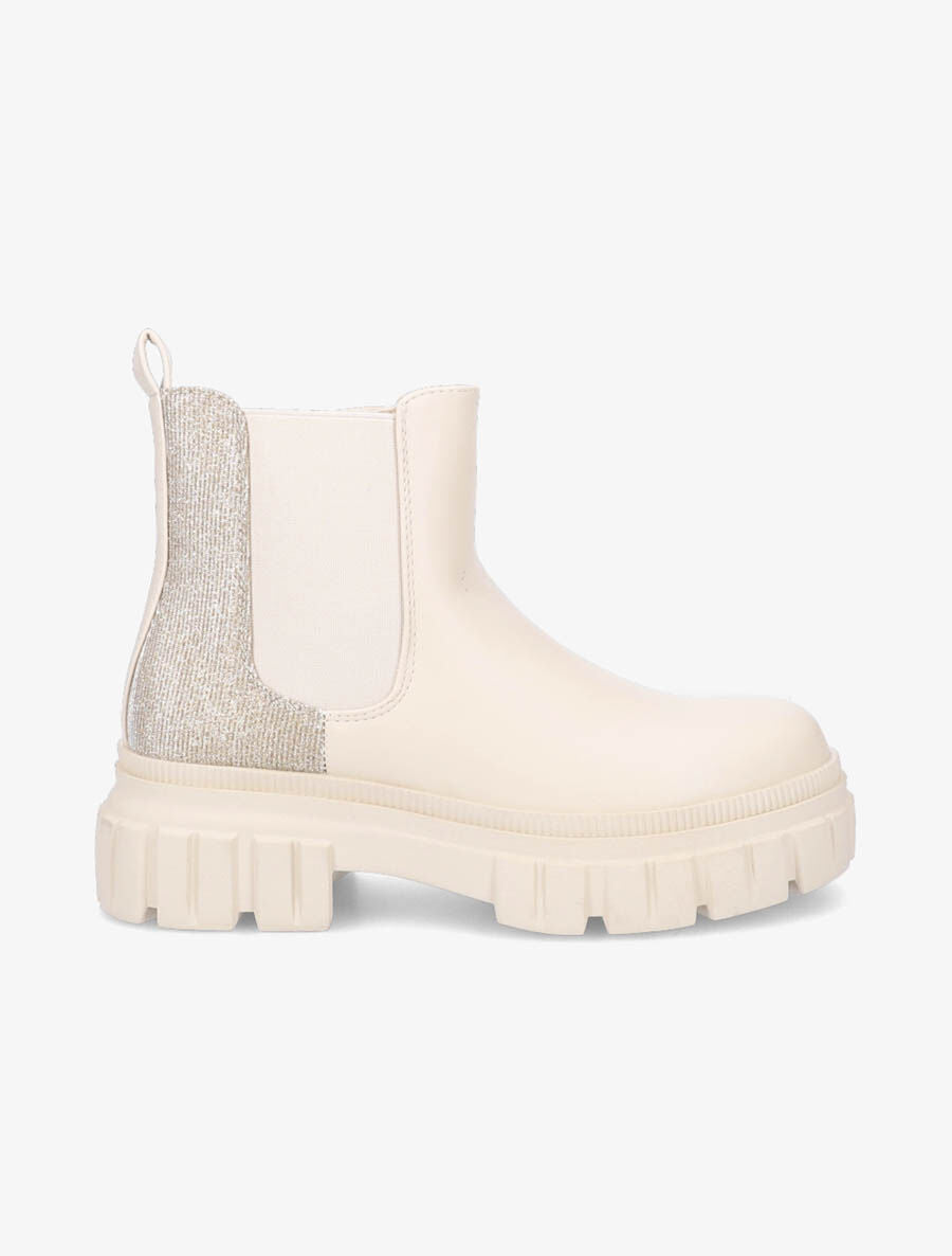 Boots pailletées à semelle crantée - Beige - 6