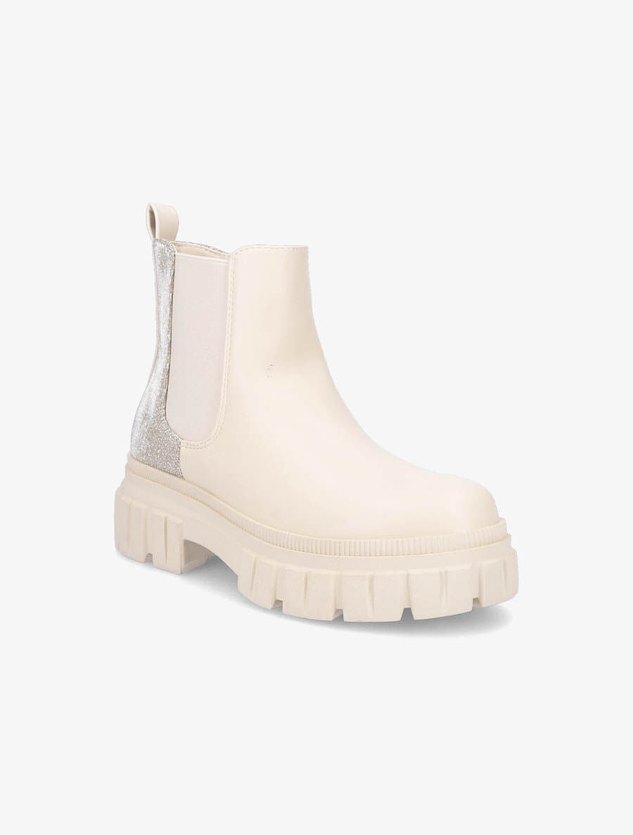 Boots pailletées à semelle crantée - Beige - 2