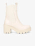 Bottines montantes à talon et ganse élastiquée côtelée - Beige - 1